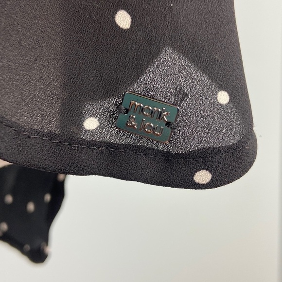 monk & lou Blouse Plunge V Neck Polka Dot Print Flowy 3/4 Sleeve Size Small - Picture 8 of 14